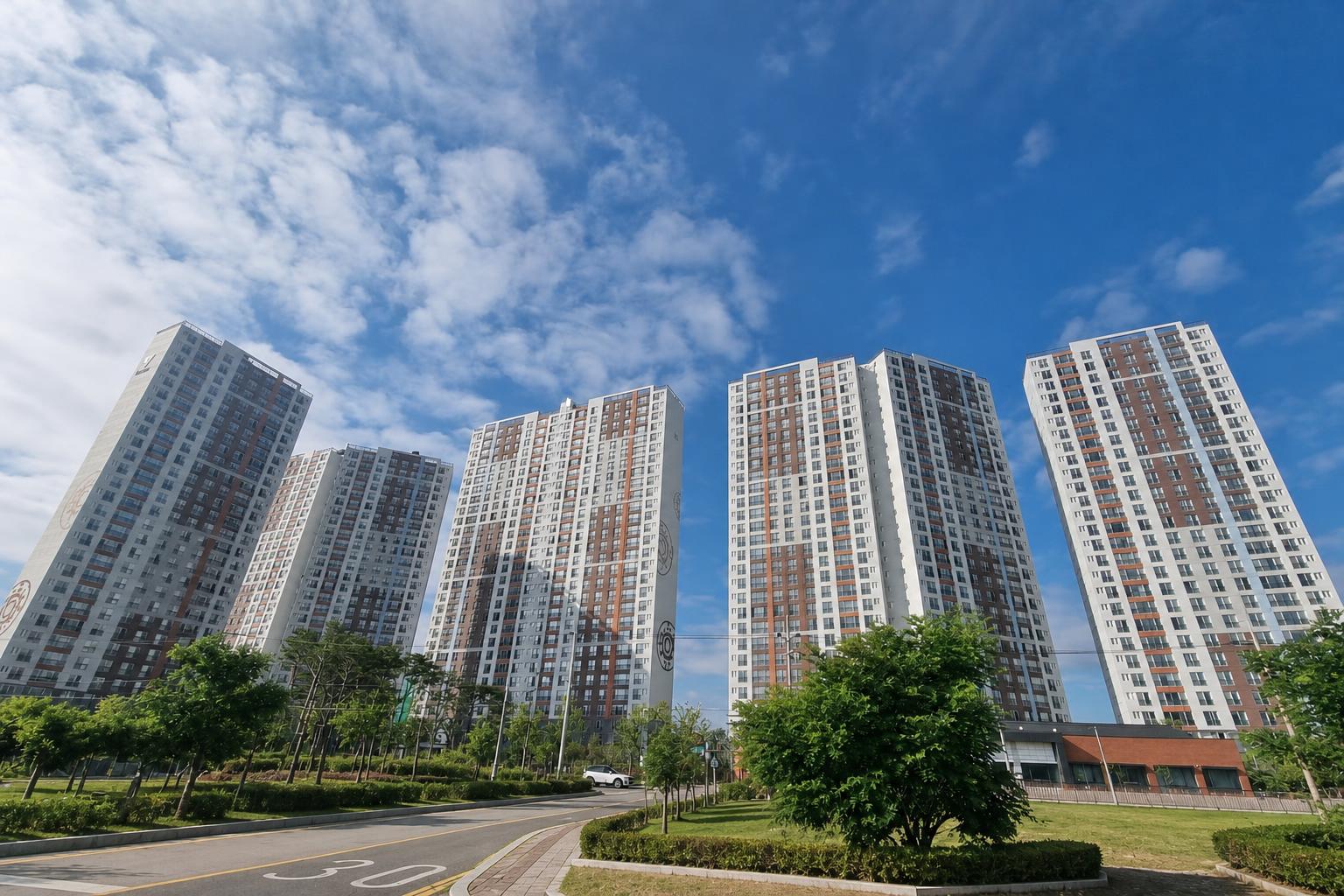 장유역 한라비발디 센트로 단지 전경과 깔끔하게 정리된 하단부 이미지
