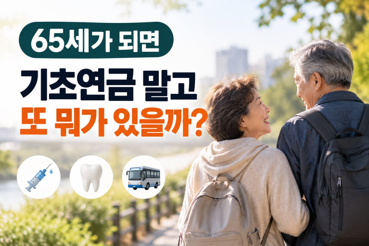 65세가 되면 기초연금 말고 또 무엇이 있을까를 안내하는 이미지