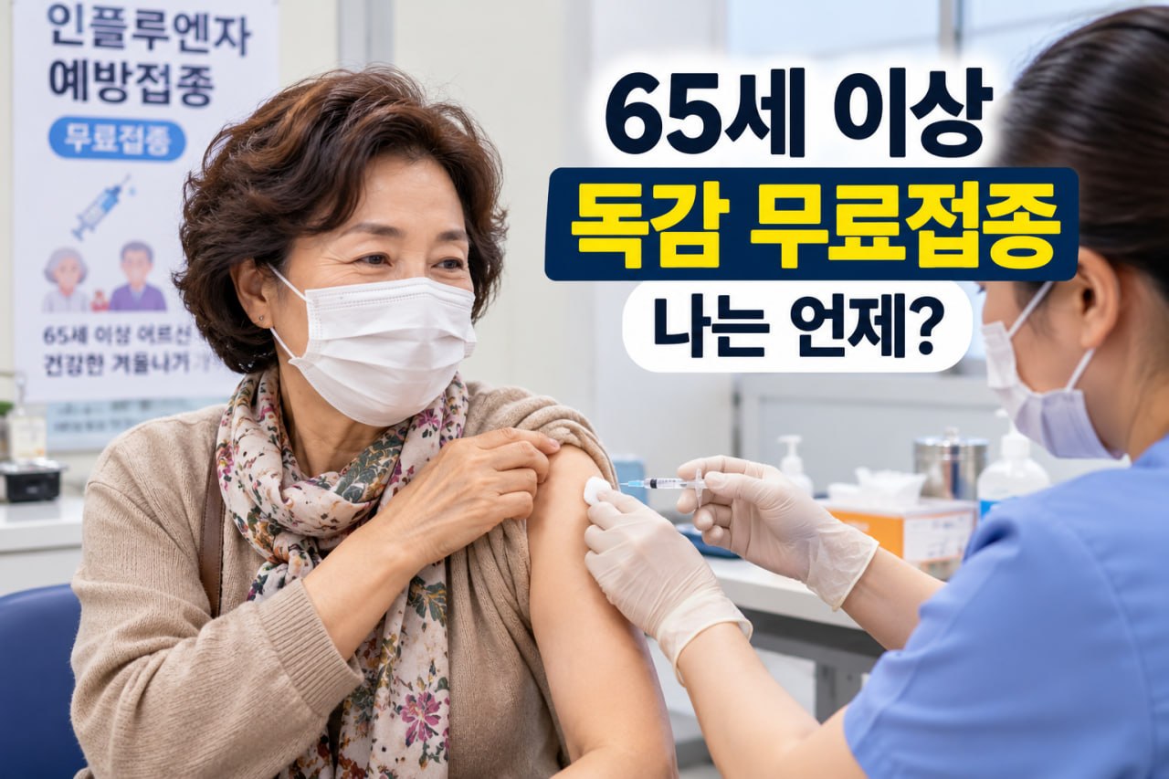 65세 이상 독감 무료접종은 나는 언제 맞으면 되는지 안내하는 이미지