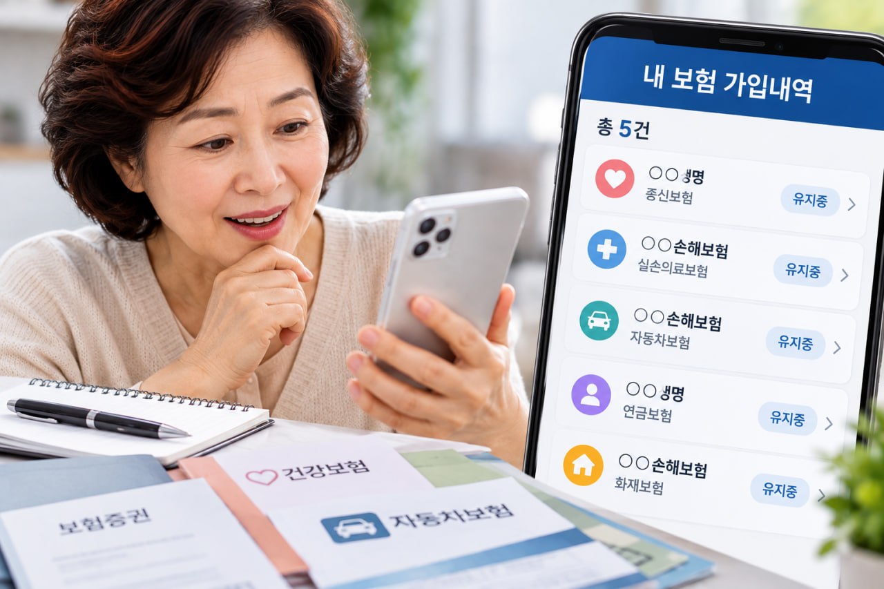 스마트폰으로 내 보험 가입내역을 확인하는 내보험찾아줌 안내 이미지