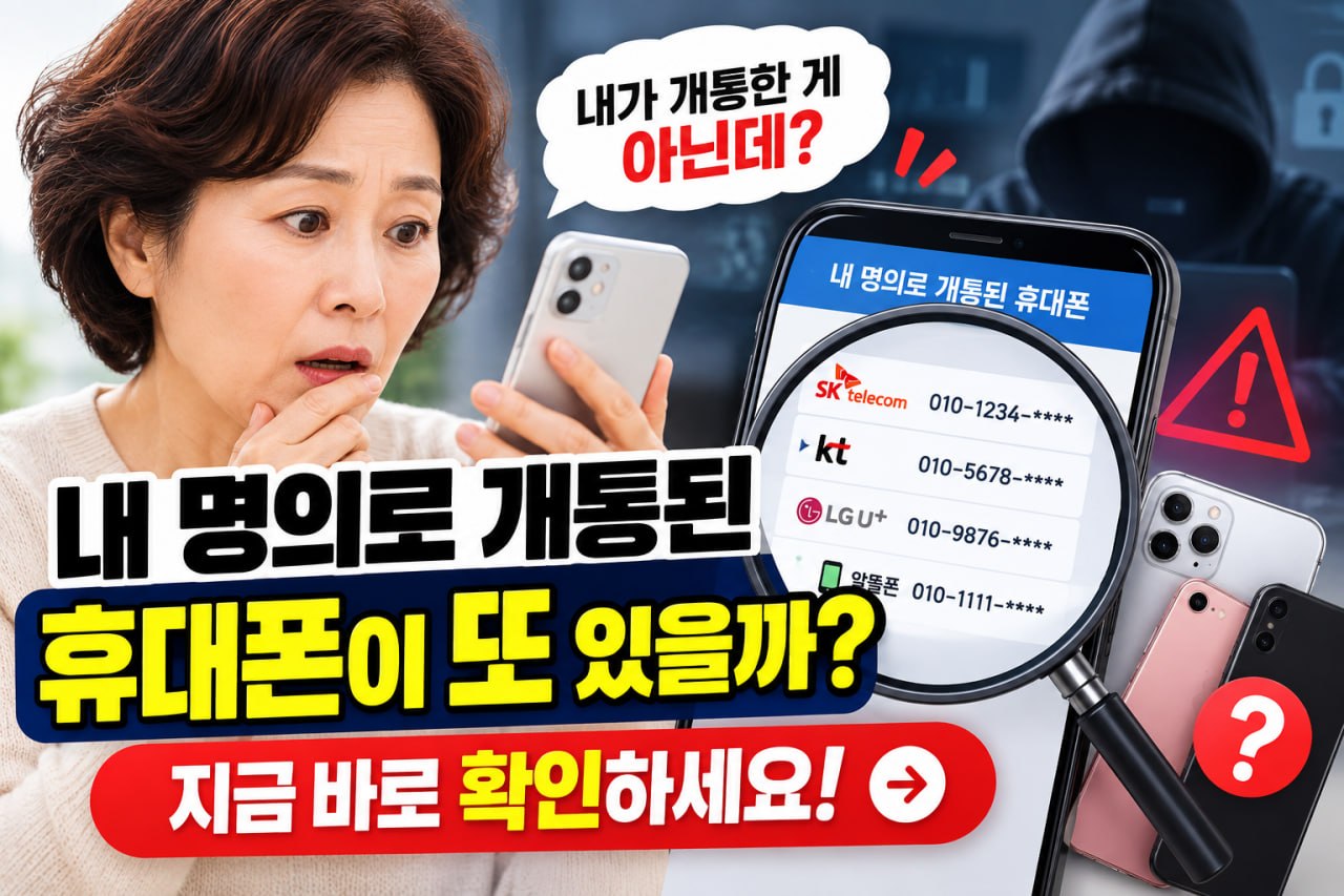내 명의로 개통된 휴대폰이 또 있는지 확인하라는 명의도용 방지 안내 이미지