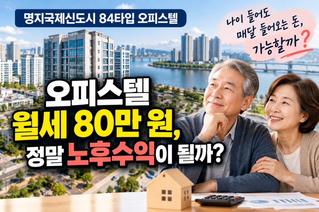 명지국제신도시 오피스텔 월세 80만 원이 노후수익이 될 수 있는지 묻는 대표이미지